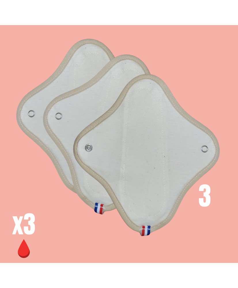Coffret 3 protège-slips lavables – flux léger
Doux, pratiques & réutilisables – en coton bio & chanvre, made in France